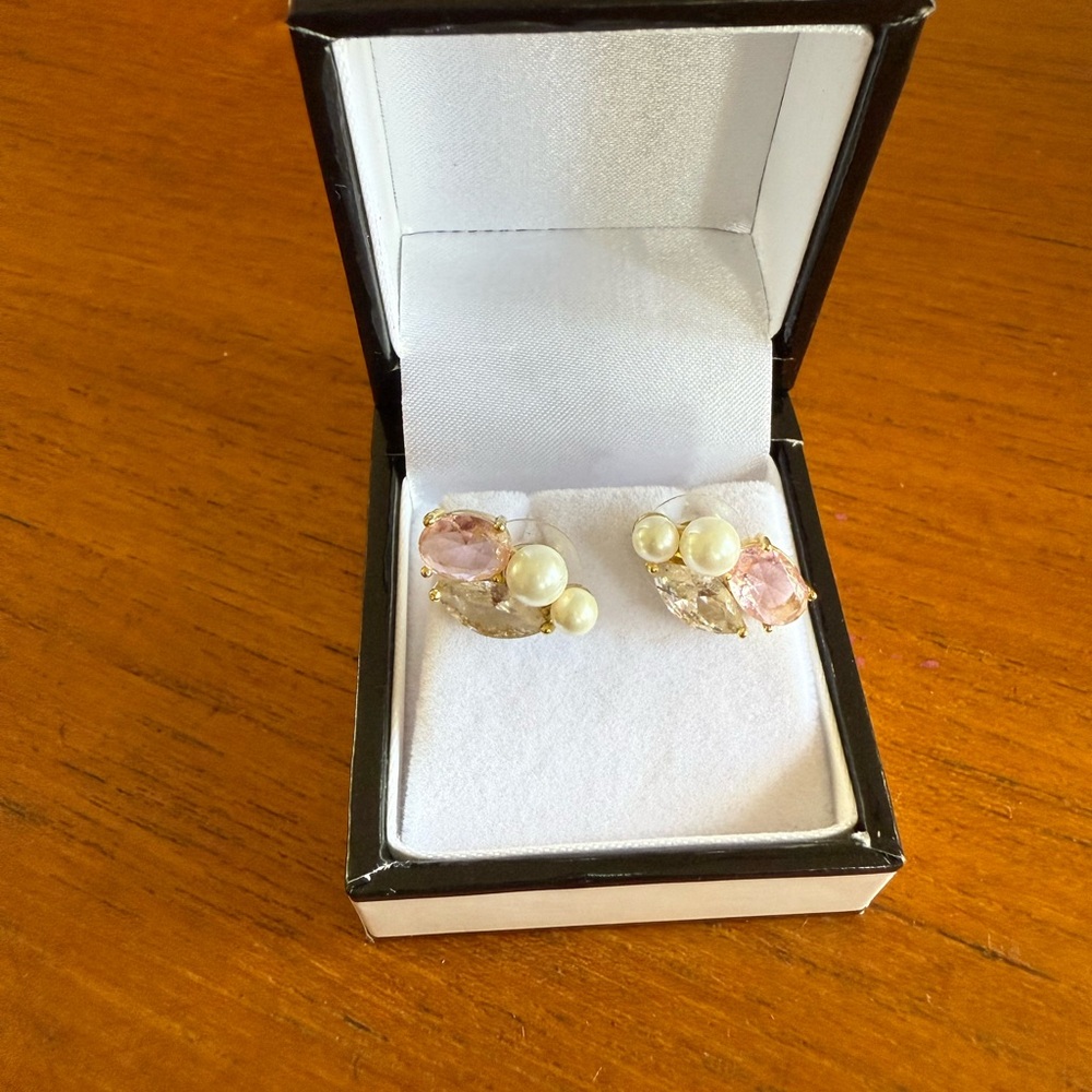 Athena Pearl and Pink Gemstone Earrings